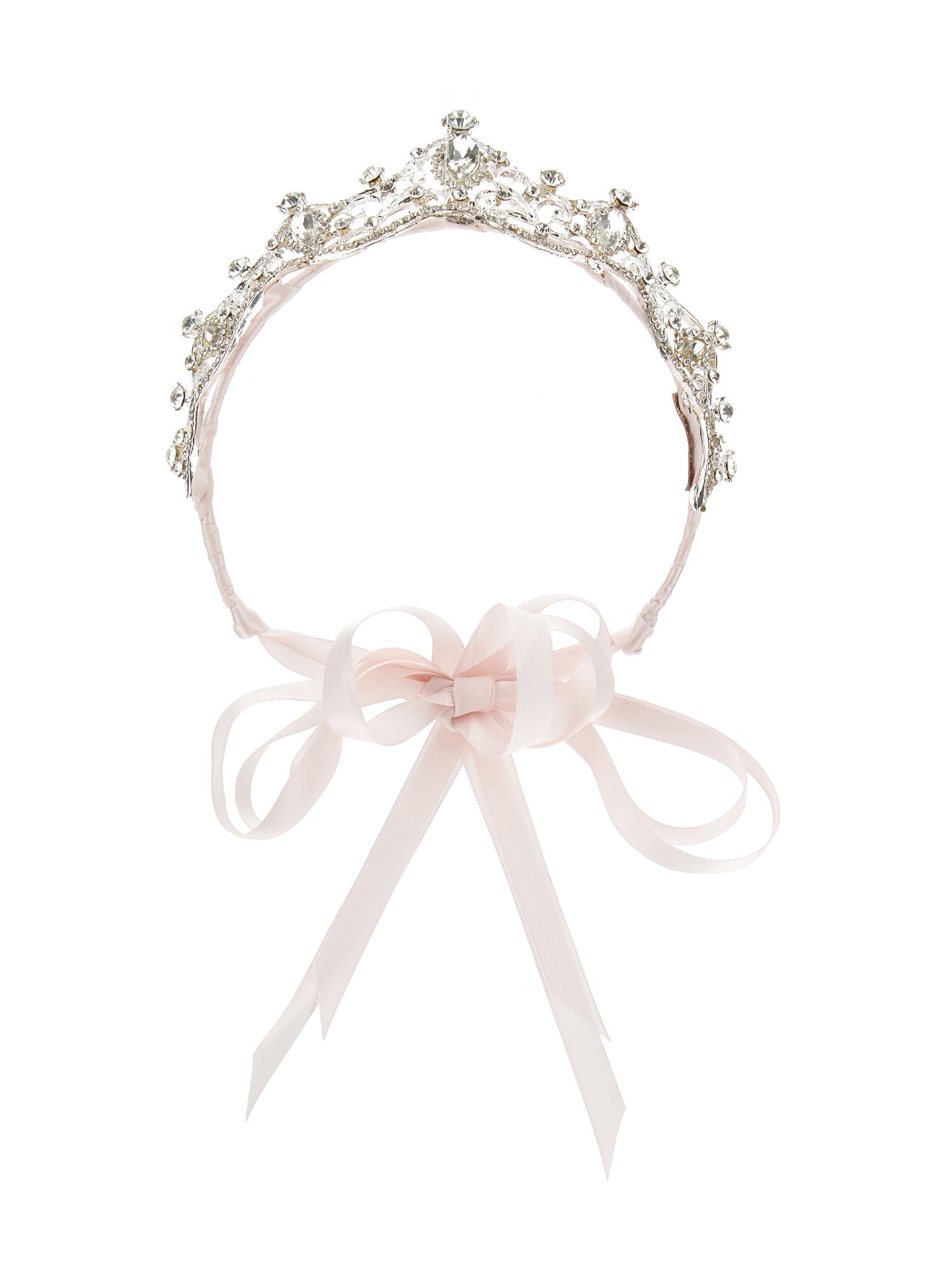 Girls | Tiara In Rhinestones And Bezels | Light Pink