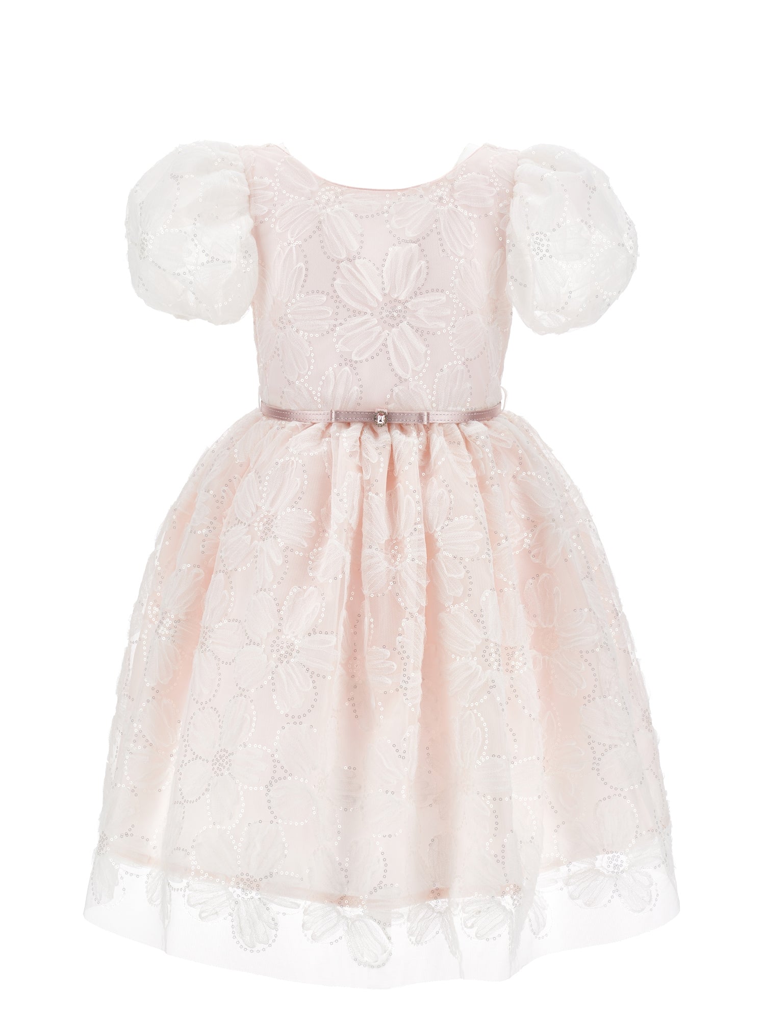 Girls | Tulle Dress With Sequin Embroidery | Pink+Cream