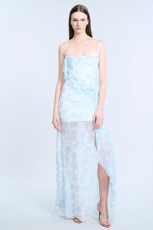 Mesh & Sequin Gown | Sky Floral Print