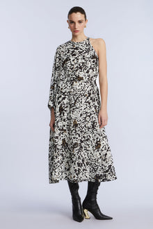 One Sleeve Midi Dress | Dotty Print