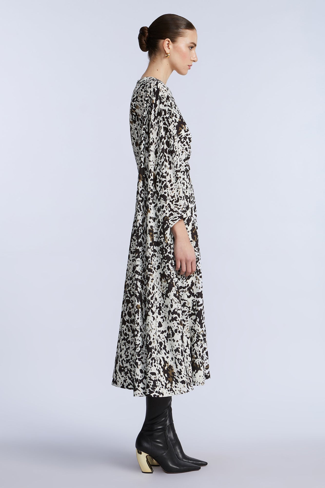 One Sleeve Midi Dress | Dotty Print