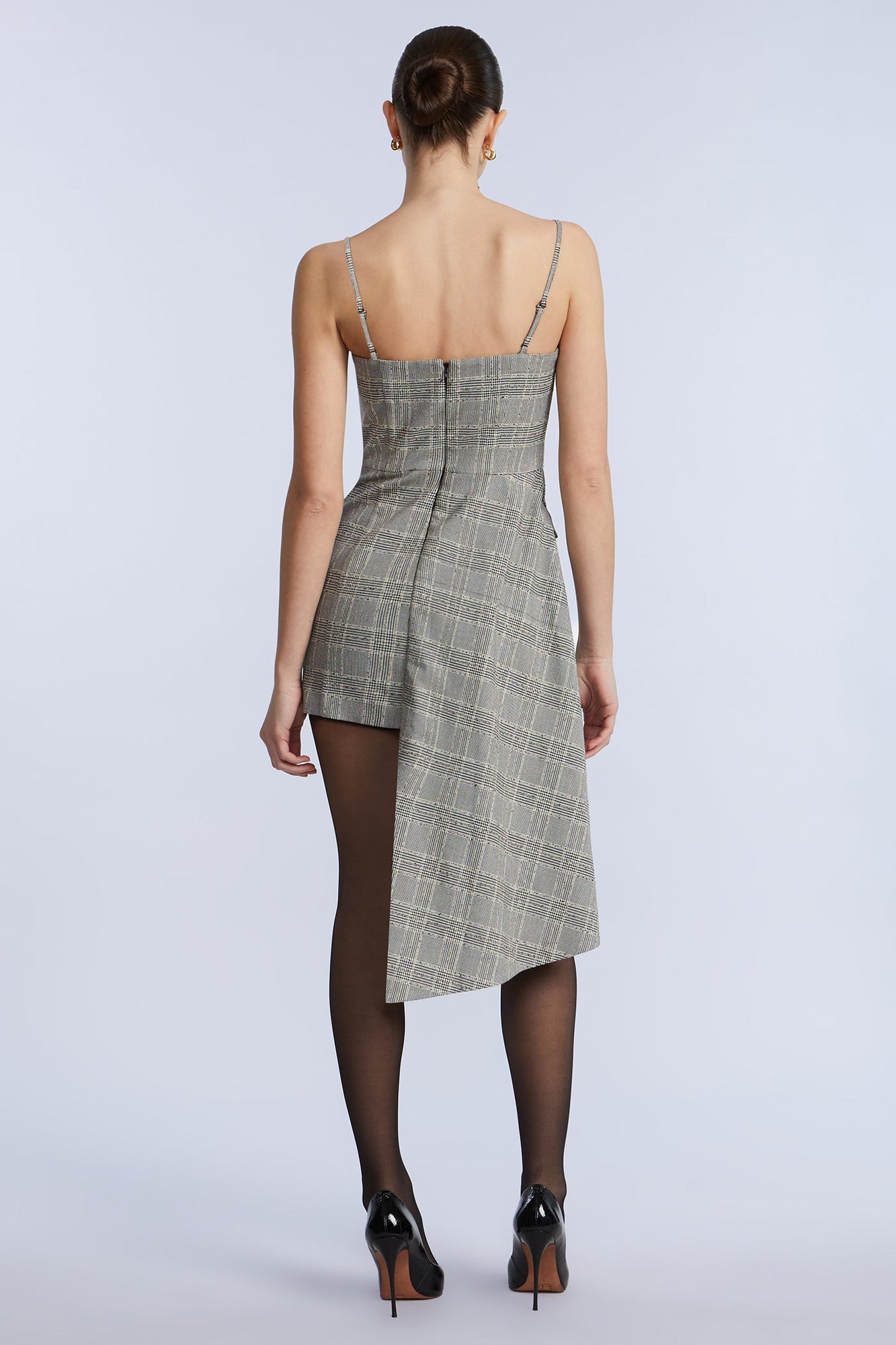 Glen Plaid Dress With Drape | Glen Plaid