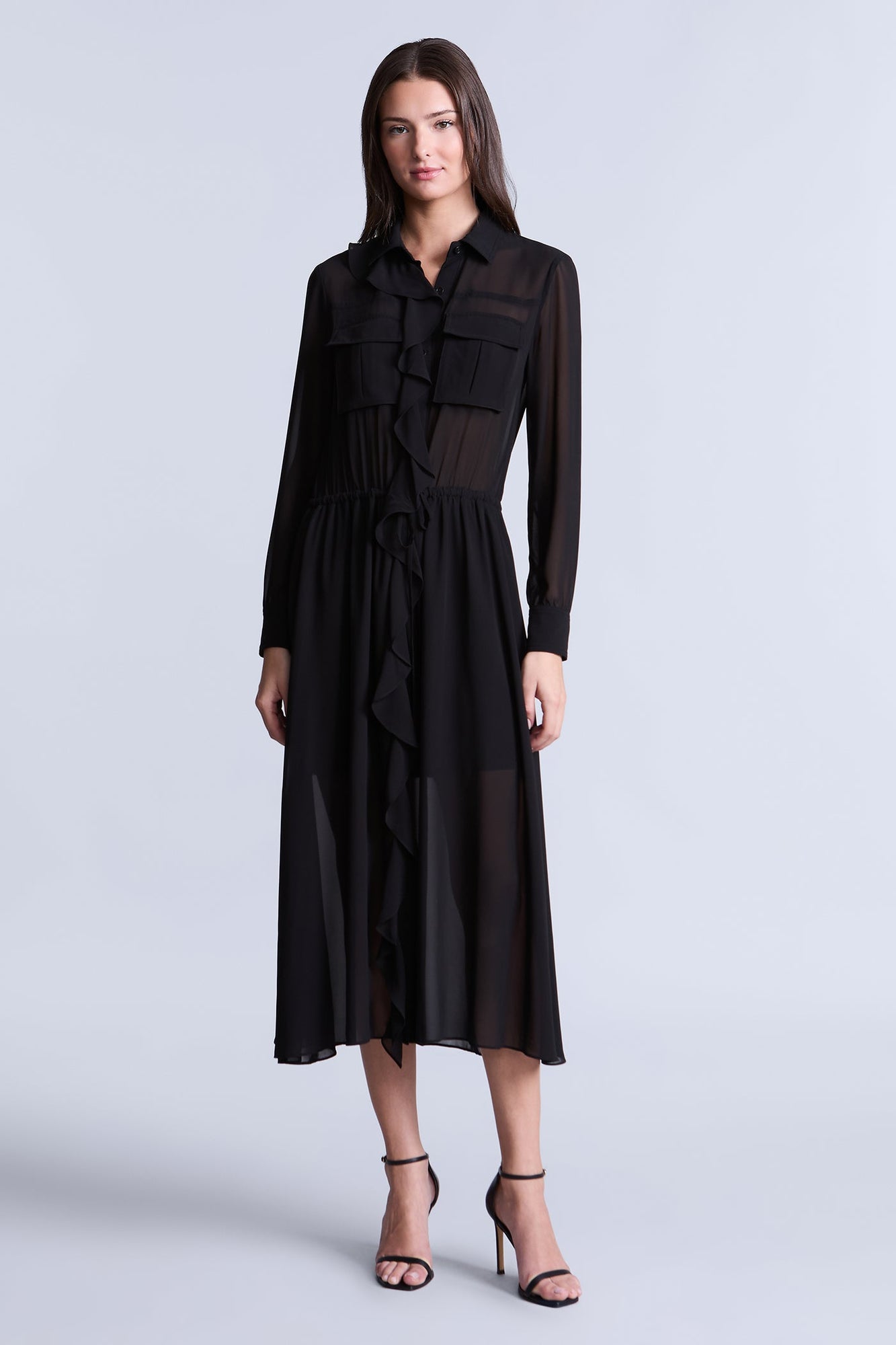 Solid Ruffle Dress | Black