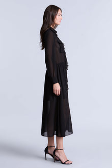 Solid Ruffle Dress | Black