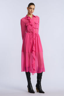 Solid Ruffle Dress | Fuchsia Purple