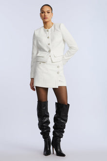 Tweed Wrap Short Skirt | White
