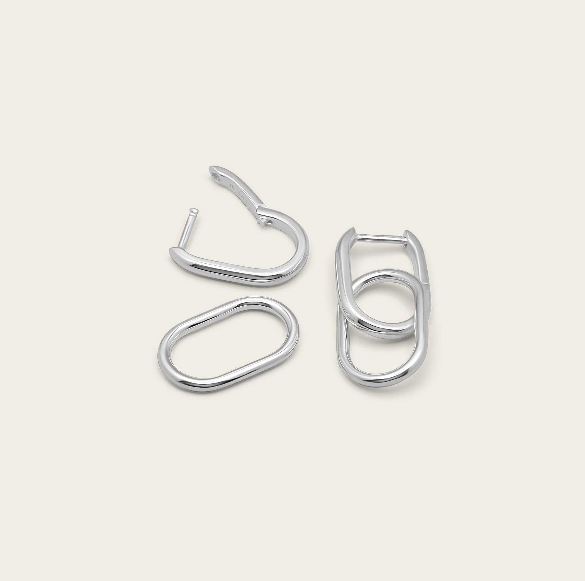 Womens | Convertible Paperclip Dangle Hoops | Sterling Silver
