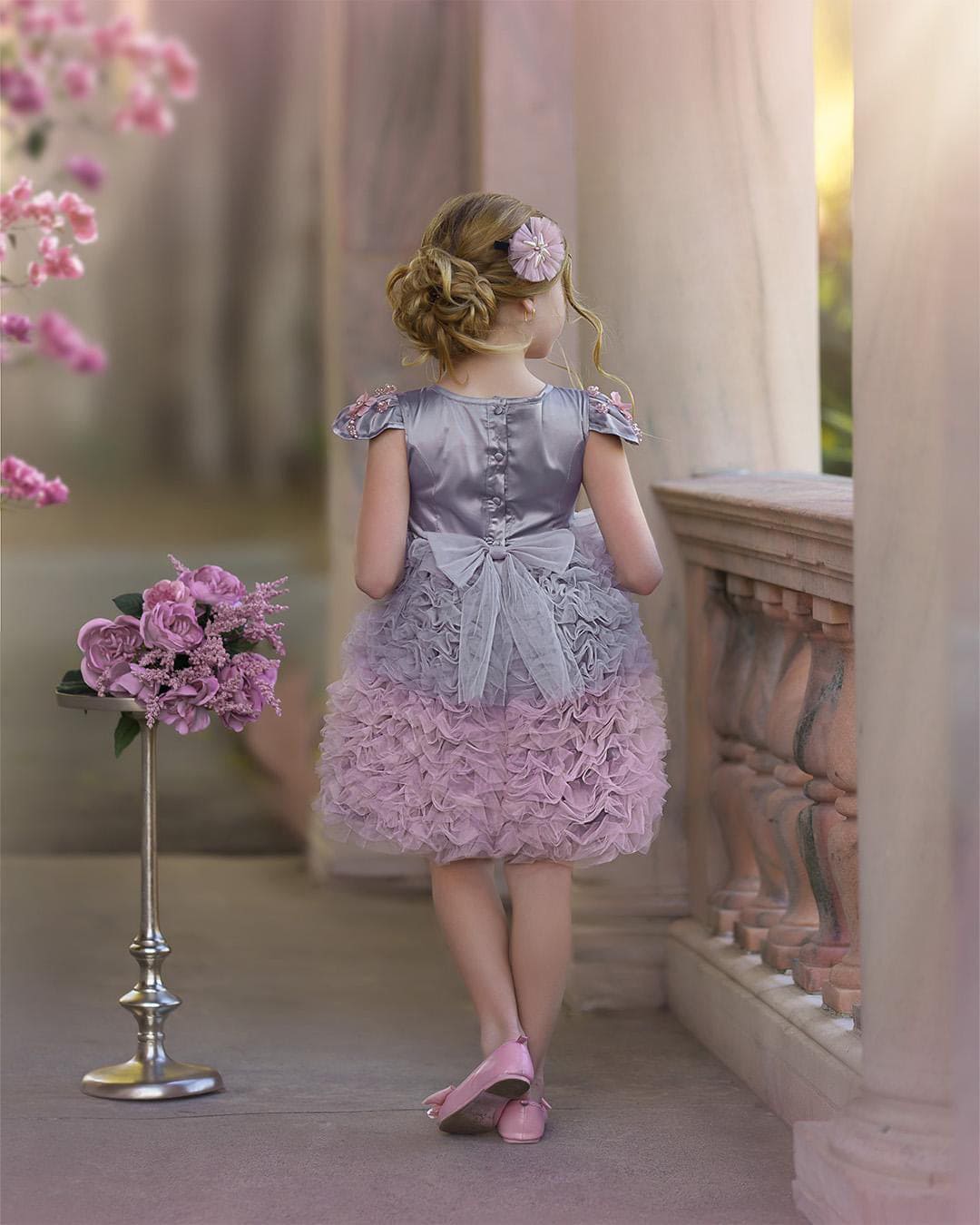 Mia Grey and Pink Ombré Cupcake Tulle Dress | Grey