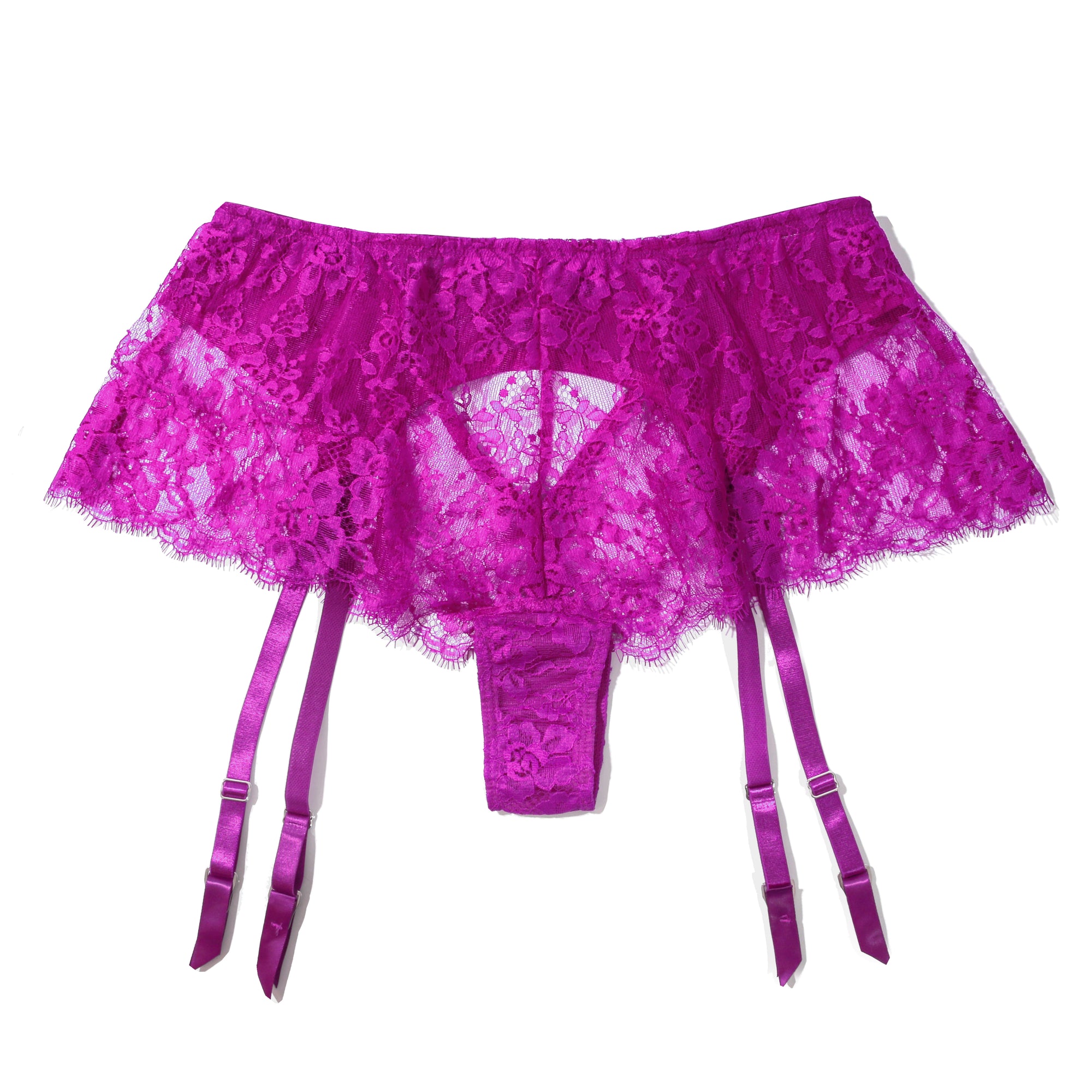 Eyelash Lace Garter Short | Countess Pink