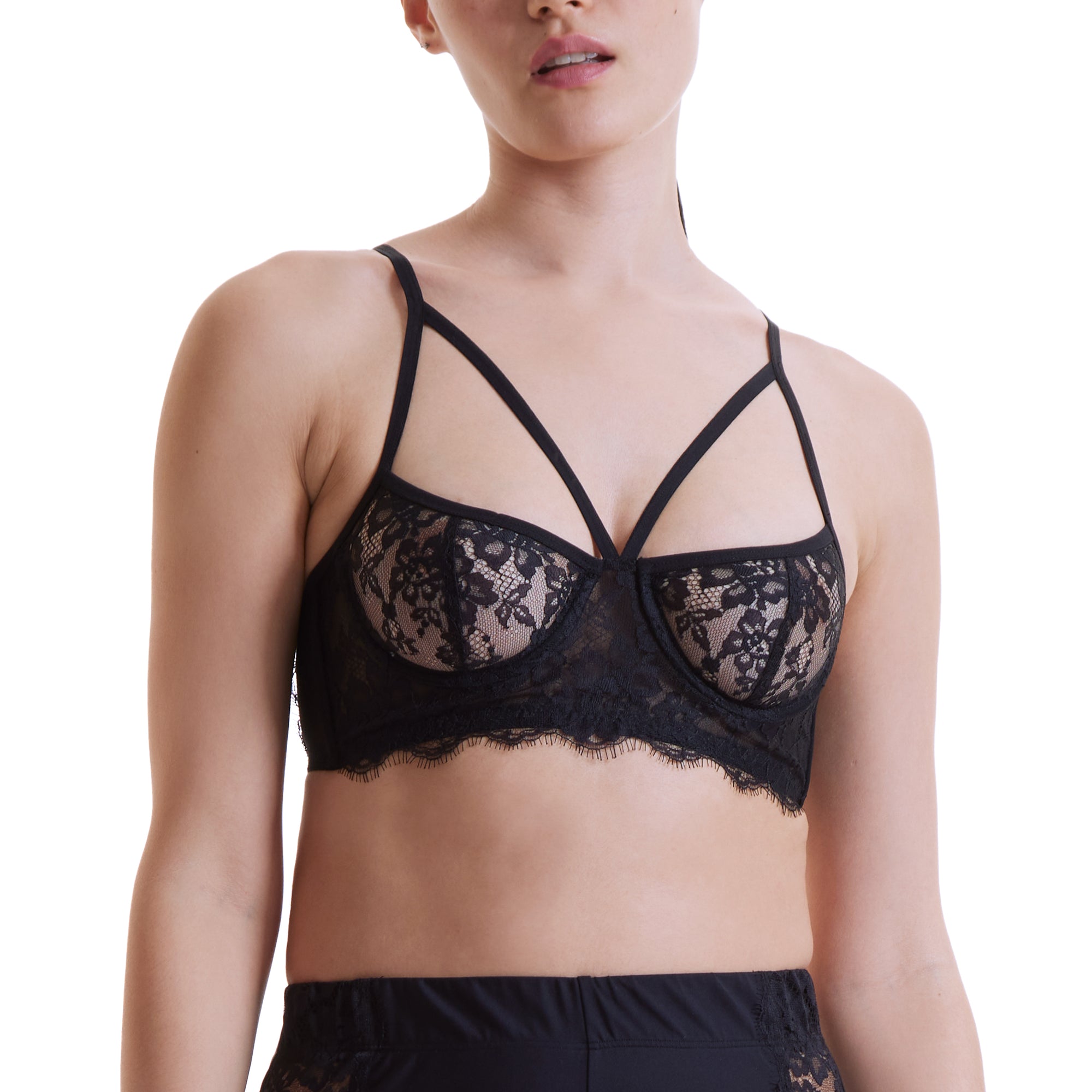 Eyelash Lace Underwire Bra | Black