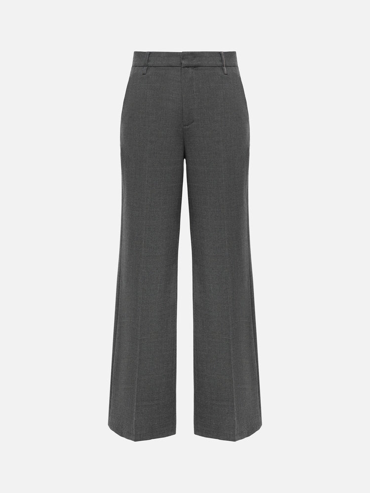 Wool Wide-Leg Pants | Grey