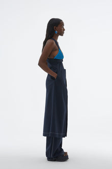 Knit Rubber Panel Bra Dress | Women | Blue