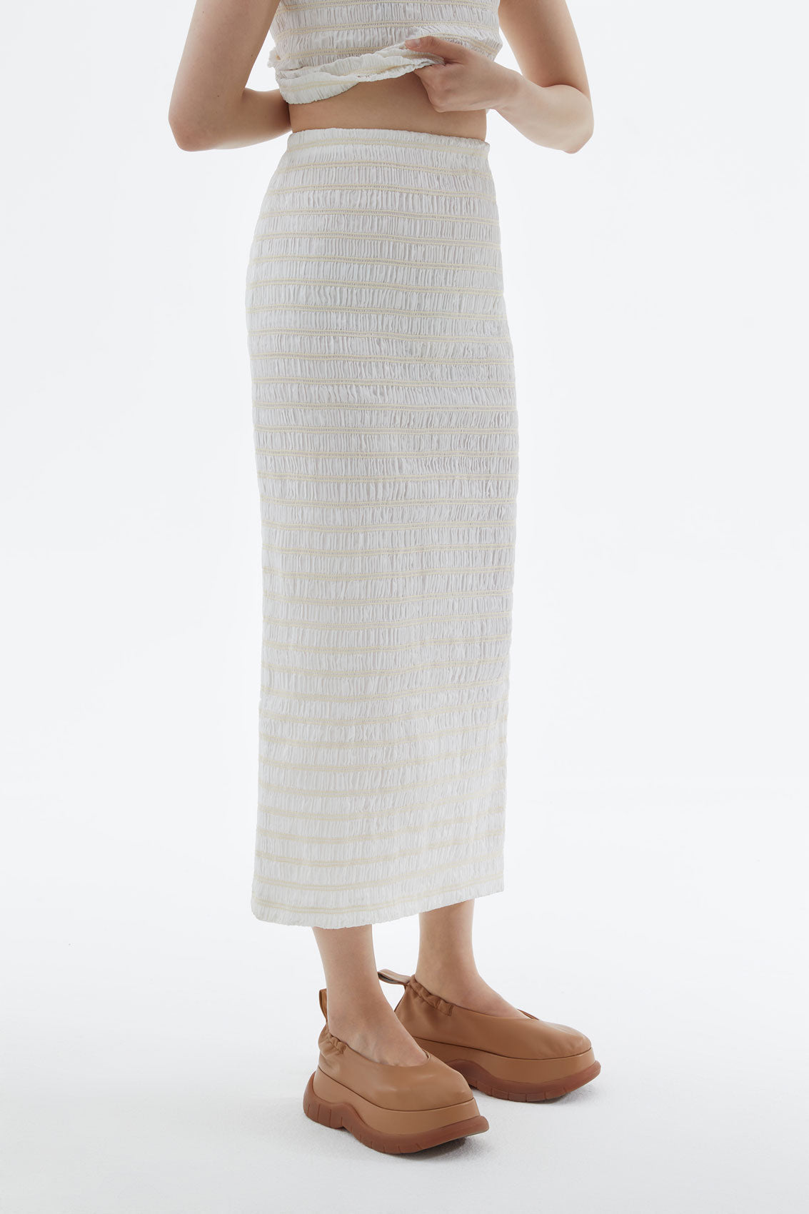 Embroidered Stretch Skirt | Women | Cream