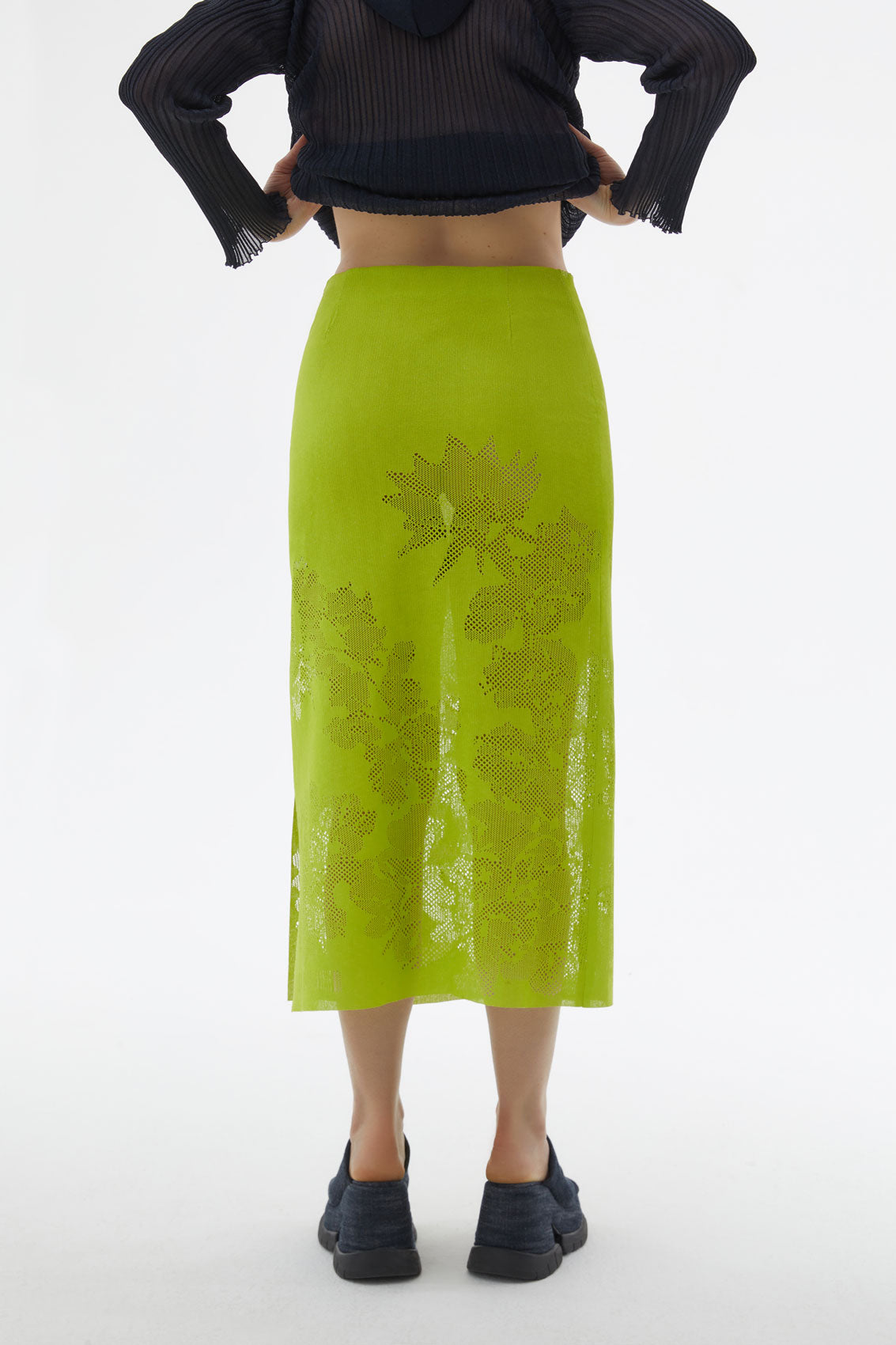 Jacquard Knit Rubber Skirt | Women | Light Green