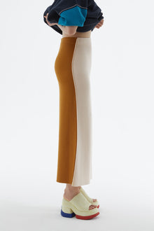 Knit Skirt | Women | Bronze x Cream