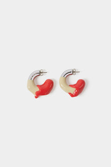 Small Rubberized Earrings Silver | Women | Beige x Coral