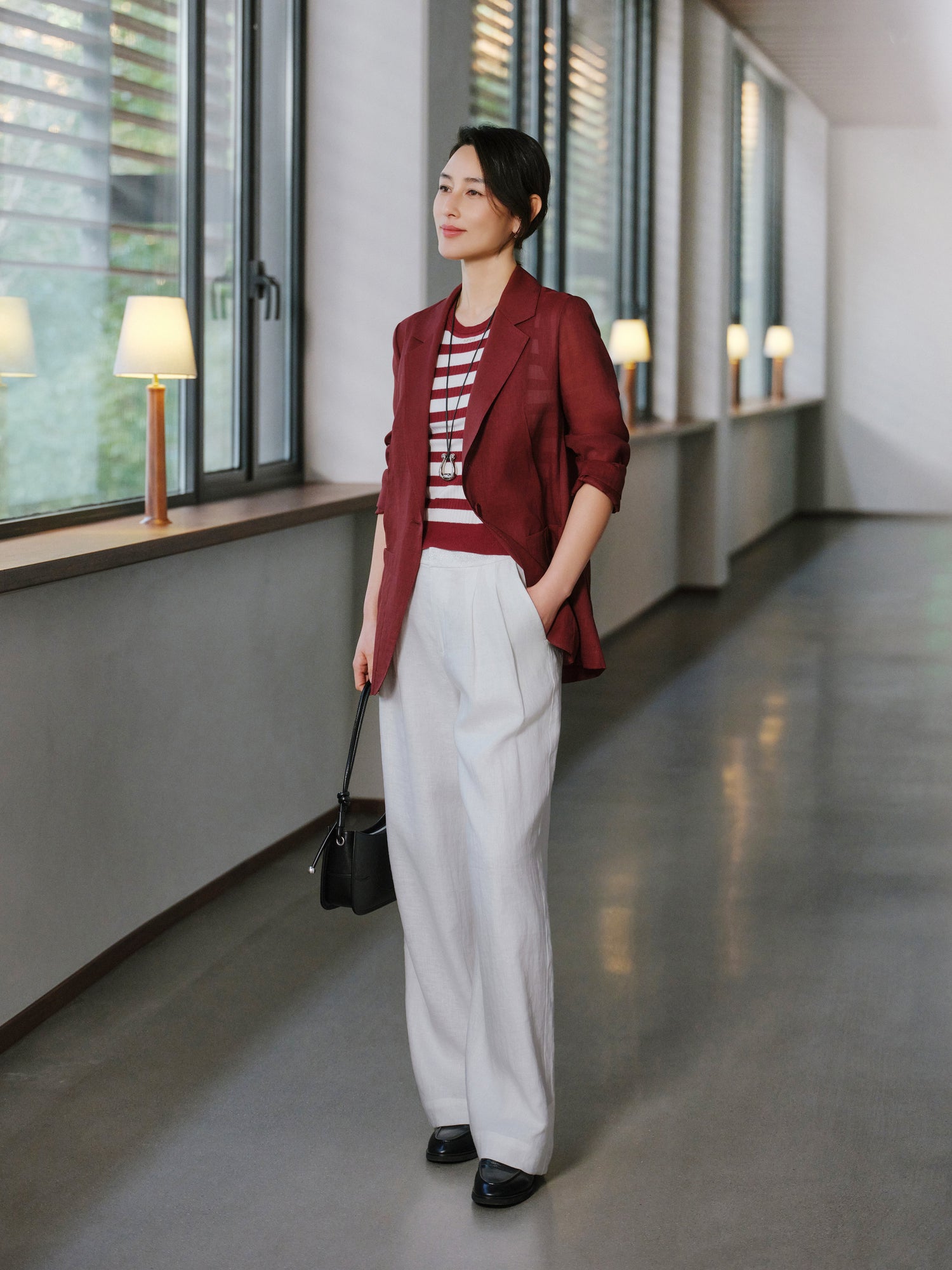 Commuter Lightweight Blazer Coat | Wine Red