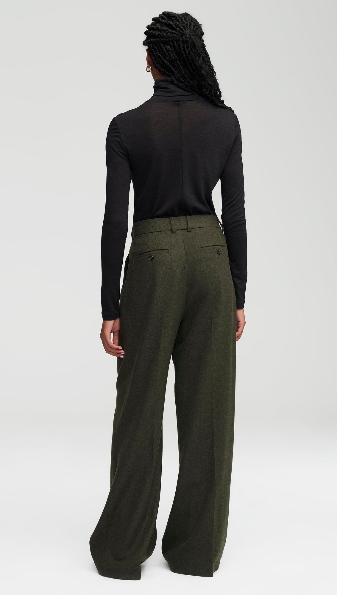 Single Pleat Trouser in Wool Twill | Hunter