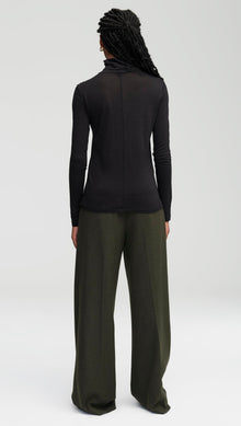 Skinny Turtleneck in Merino Silk Jersey | Black