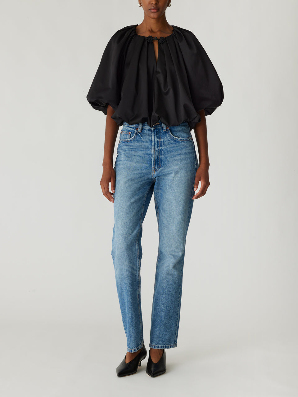 Techy Sateen Bubble Top | Black