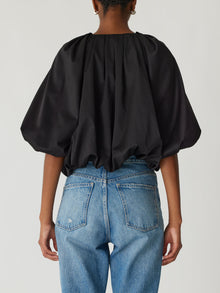 Techy Sateen Bubble Top | Black