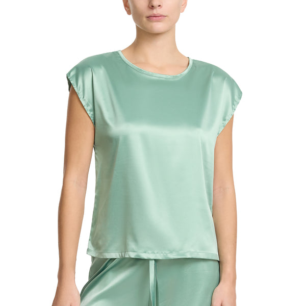 Satin Sleep Cap Sleeve Tee | Green Tea