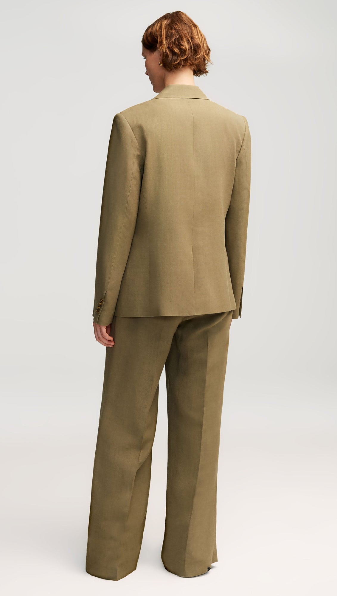 Boyfriend Blazer in Viscose Linen Twill | Khaki Green