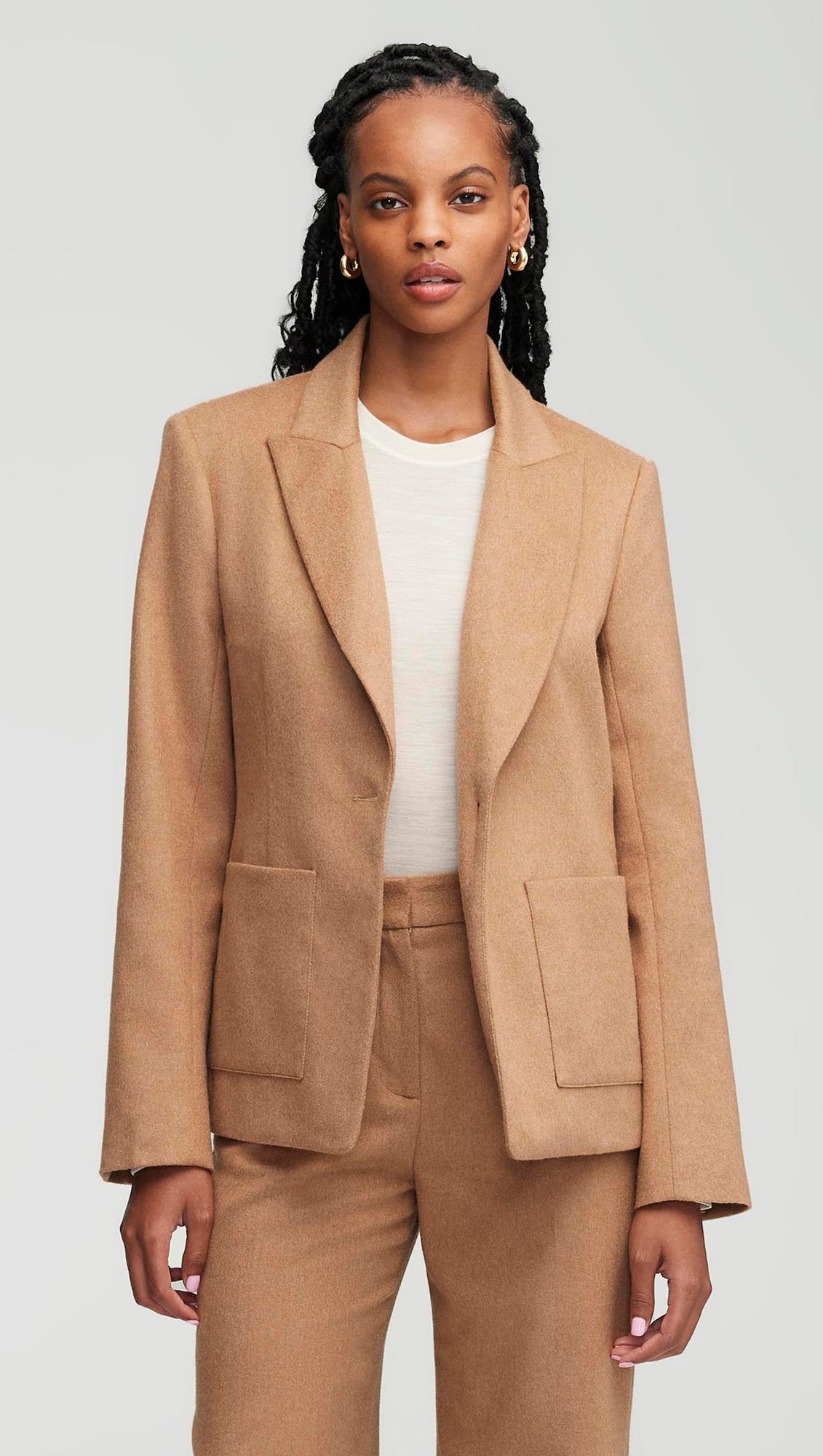 Patch Pocket Blazer in Textured Wool | Camel