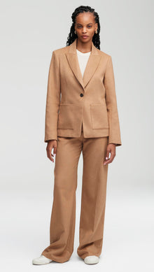 Patch Pocket Blazer in Textured Wool | Camel