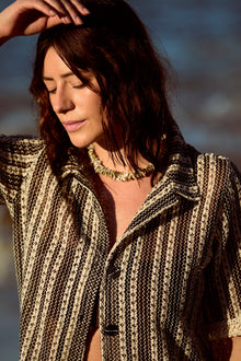 Santorini Knit Button Shirt | Black