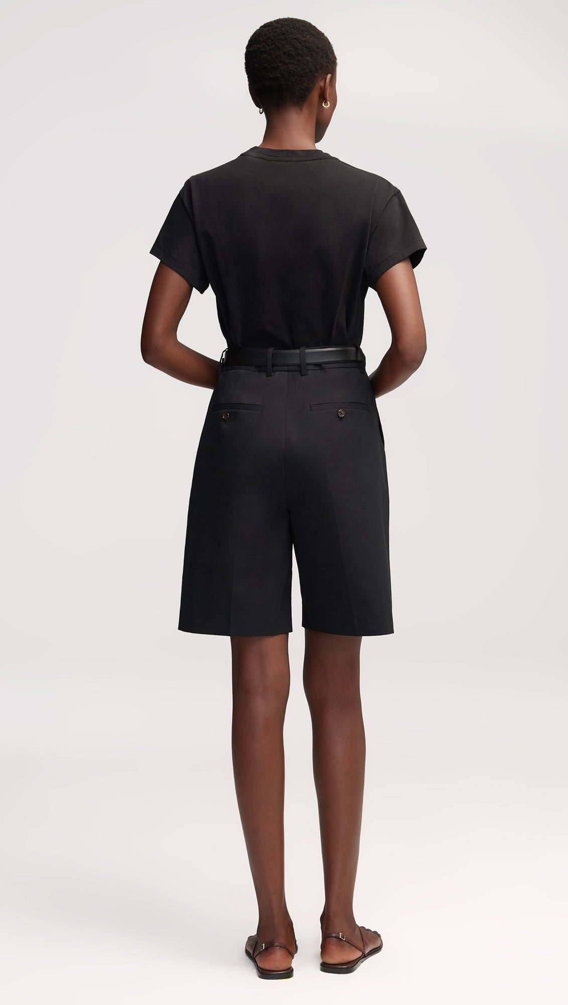 Pleated Shorts in Cotton Twill | Black