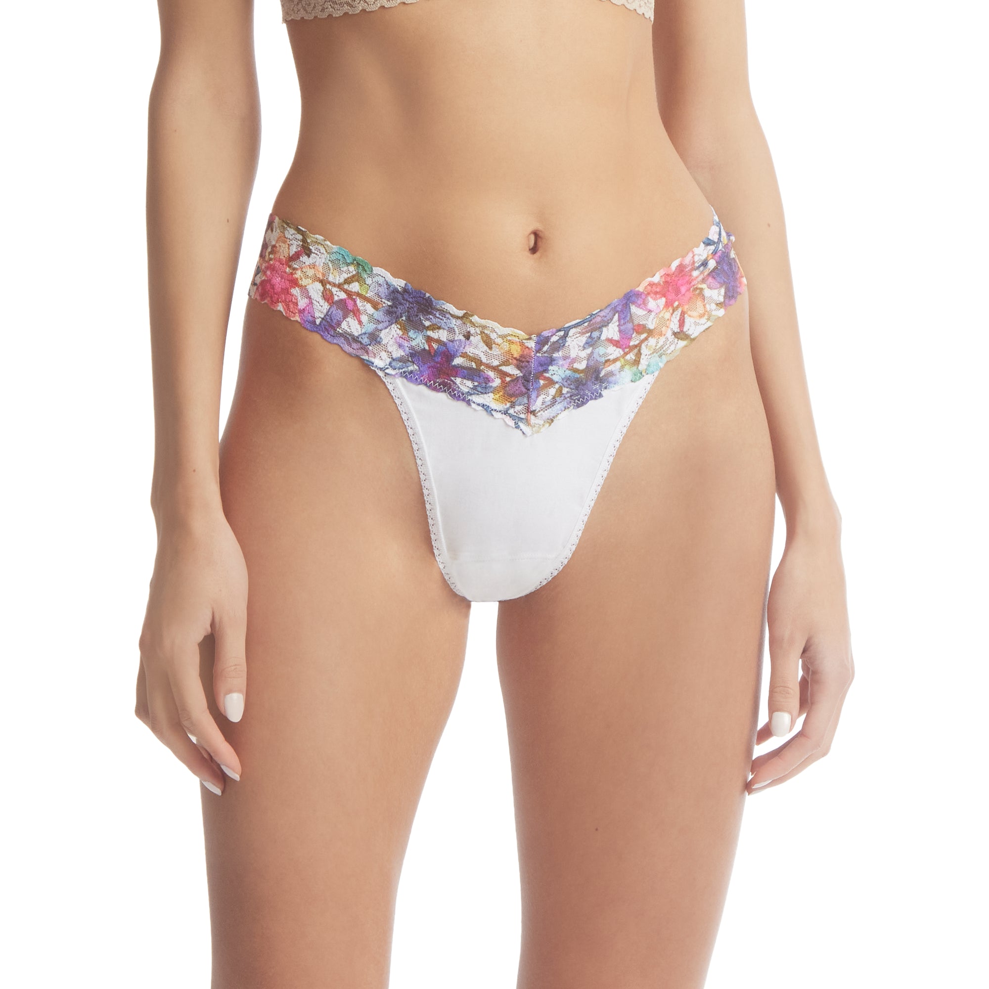 Cotton Original Rise Thong - V1 | White/Still Blooming