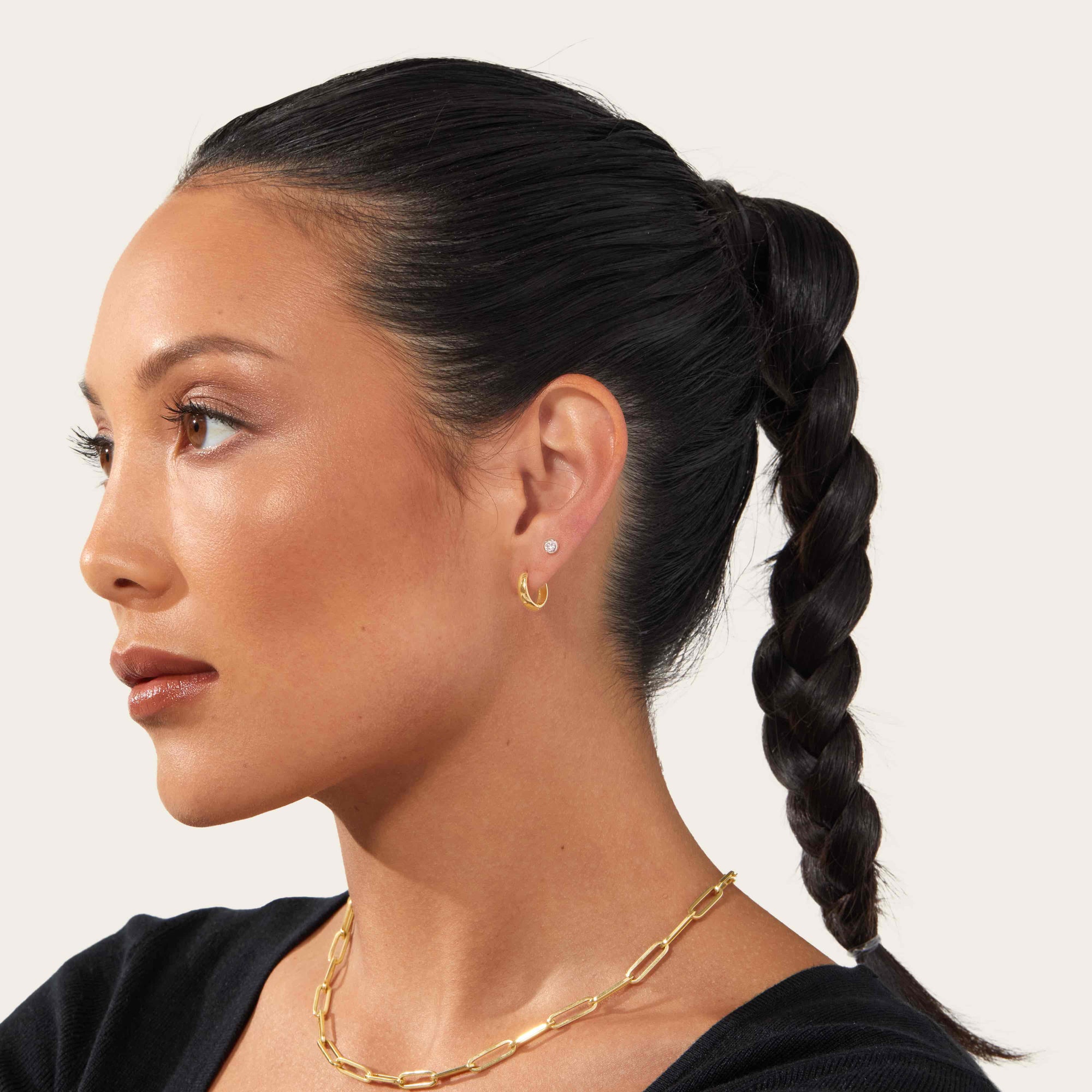 Womens | Bold Huggie Hoops | 14K Solid Yellow Gold