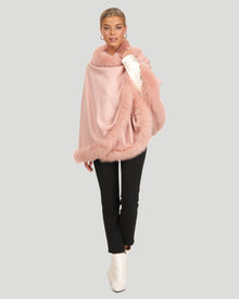 Cashmere Capelet With Fox Trim | Women | Light Pink