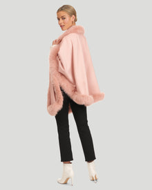 Cashmere Capelet With Fox Trim | Women | Light Pink