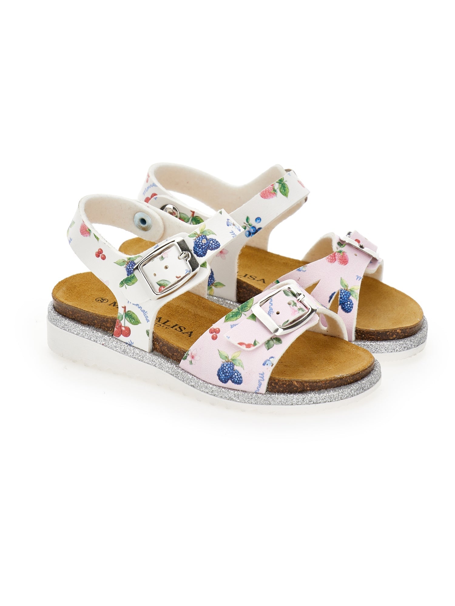 Girls | Fruit Print Sandals | White/FairyTale Pink