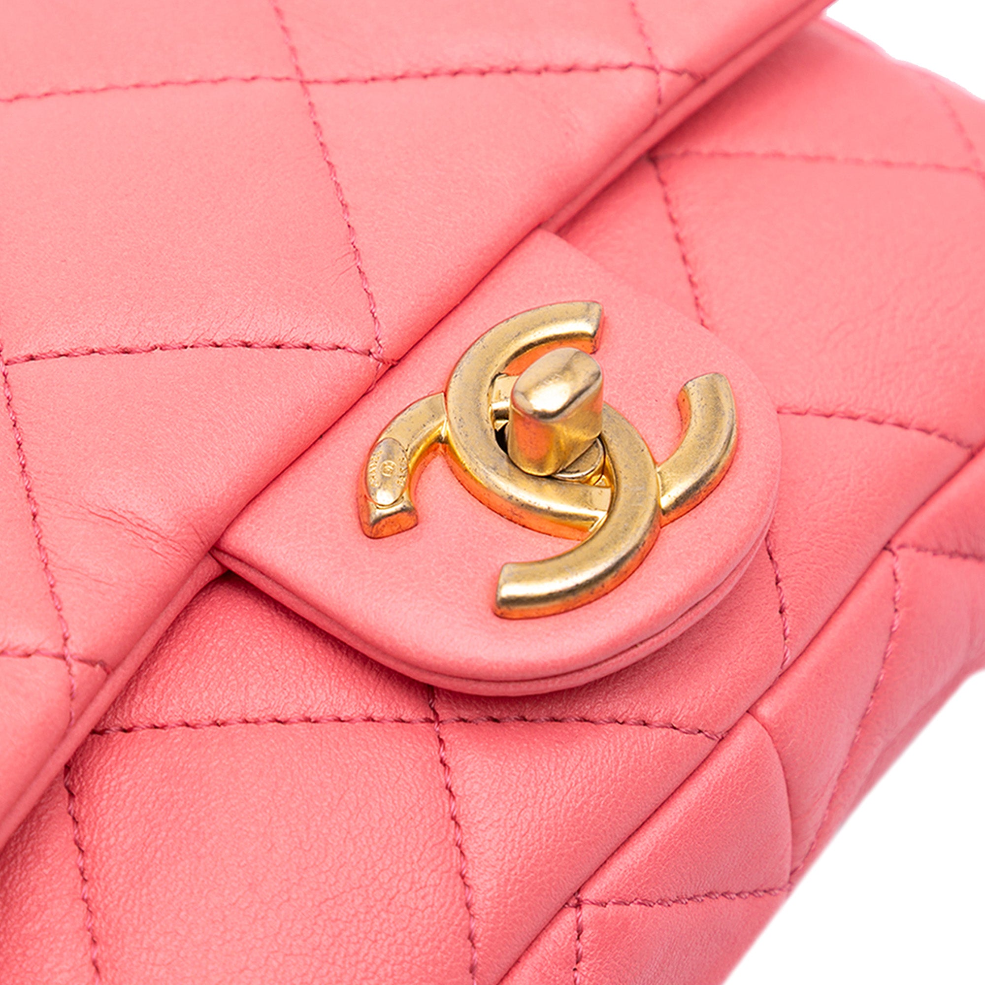 Chanel | Pre-Owned Mini Quilted Lambskin Funky Town Flap - I | Pink