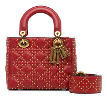 Dior | Pre-Owned Small Lambskin Cannage Studded Supple Lady | Red