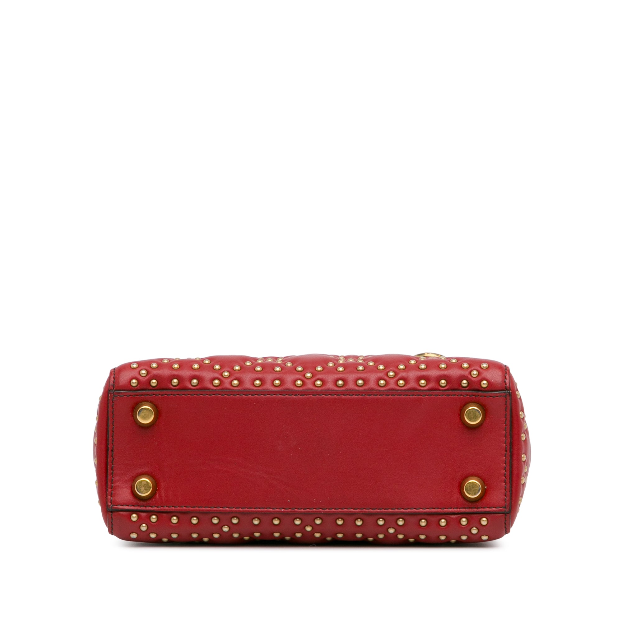 Dior | Pre-Owned Small Lambskin Cannage Studded Supple Lady | Red