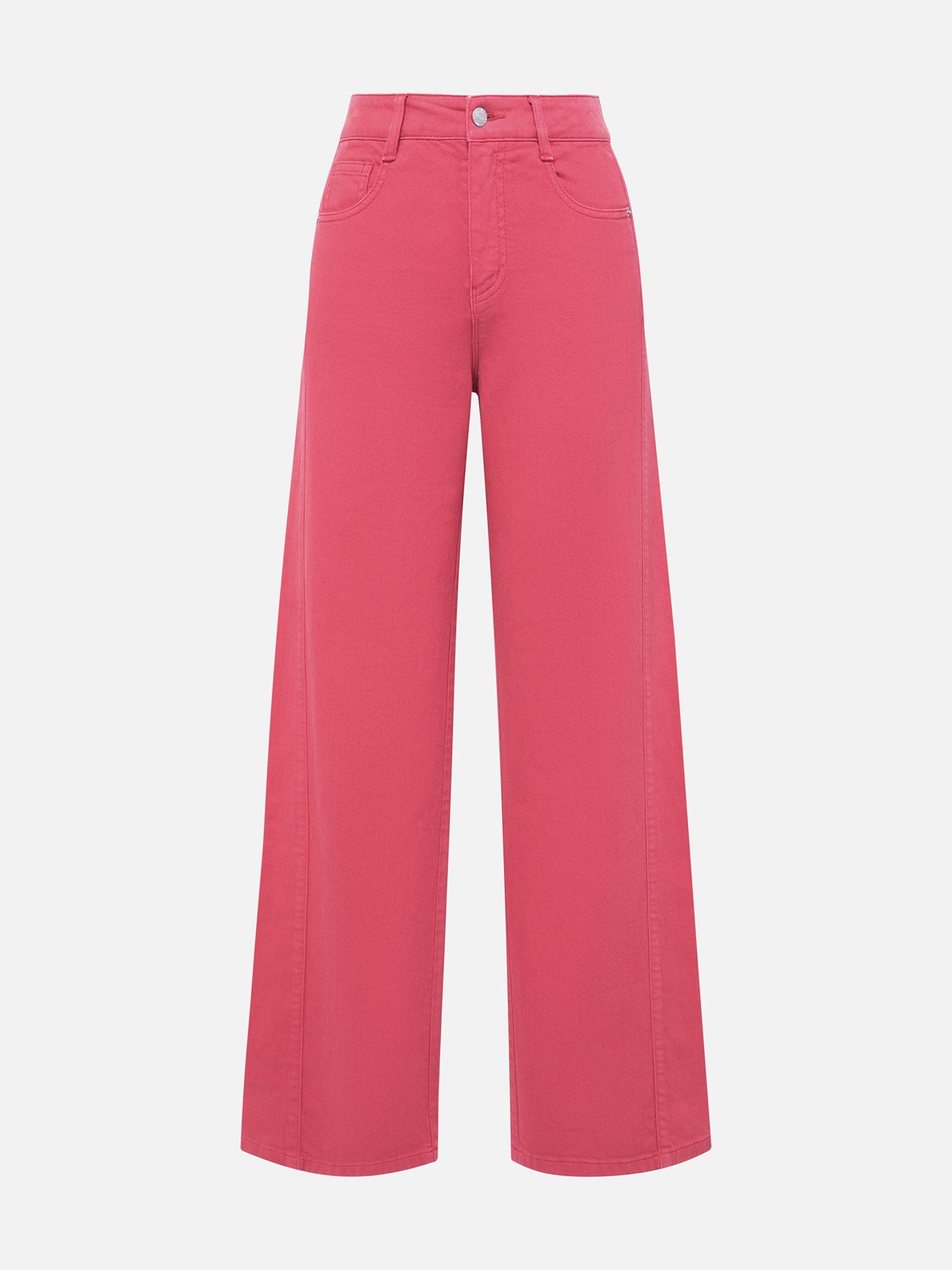 Cotton Linen Straight Jeans | Rose Red