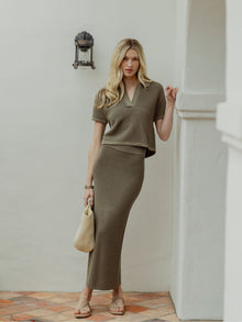 Womens | Portofino Form-Fitting Midi Skirt | Bay Leaf