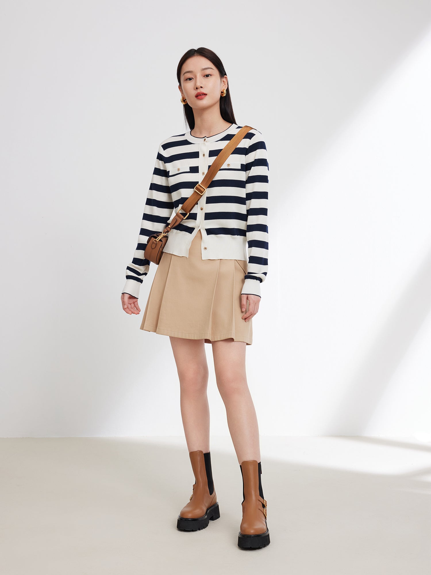 Merino Wool Knitted Cardigan | Navy