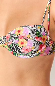 9.0 Swim Bianca Zebra Floral Bikini Top | White