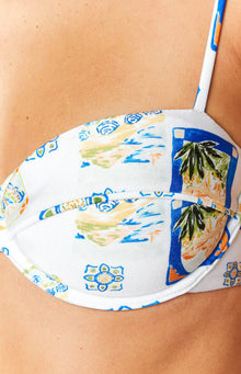 9.0 Swim Italia Print Bianca Bikini Top | White