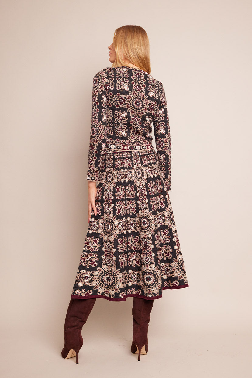 Livi Jacket | Grey Maroon Rita Tile
