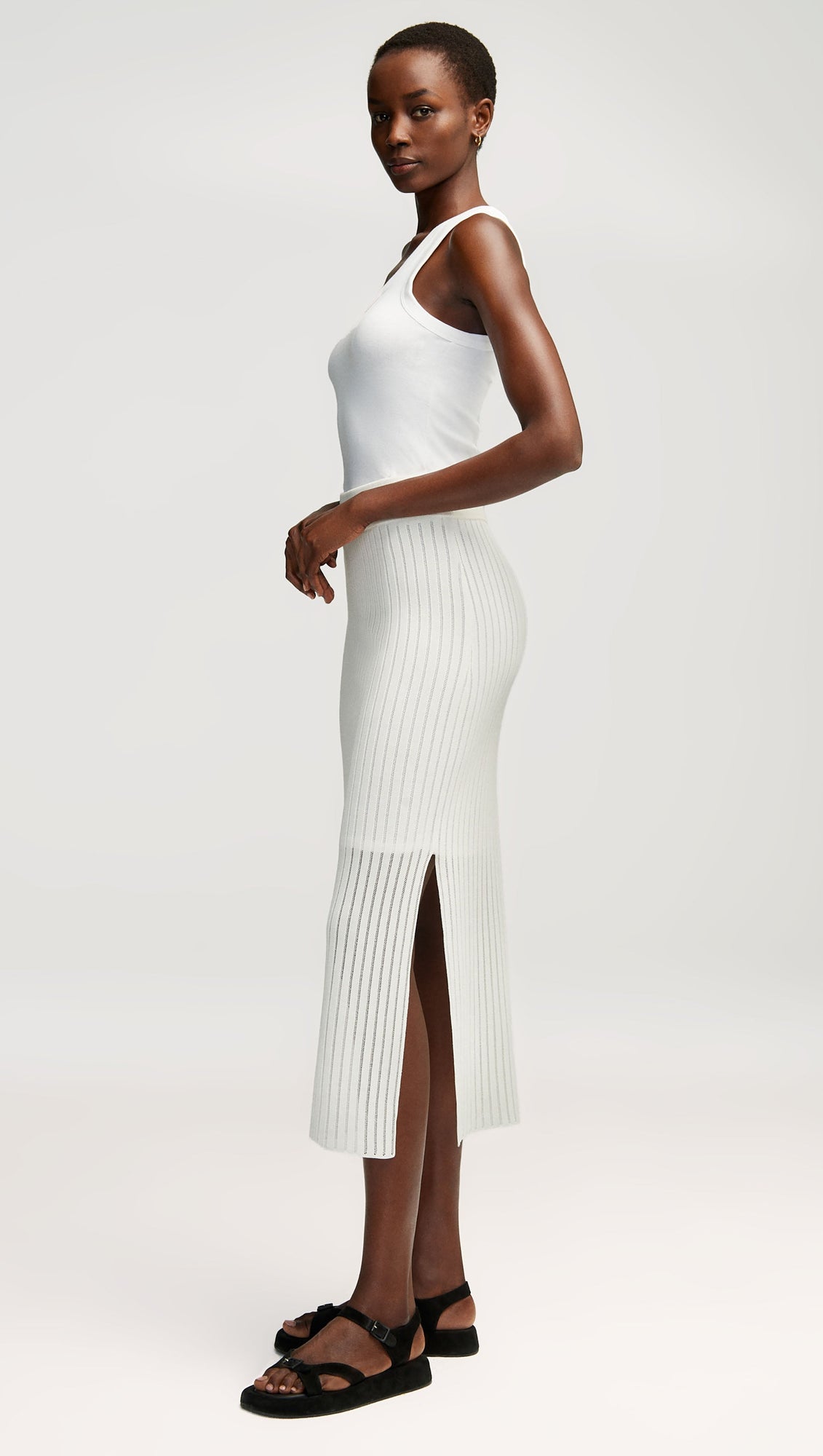 Knit Skirt in Mercerized Cotton | White