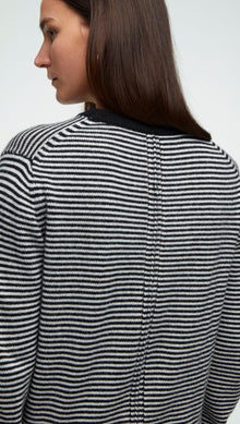 Striped Crewneck Sweater in Wool-Cashmere | Ivory/Black