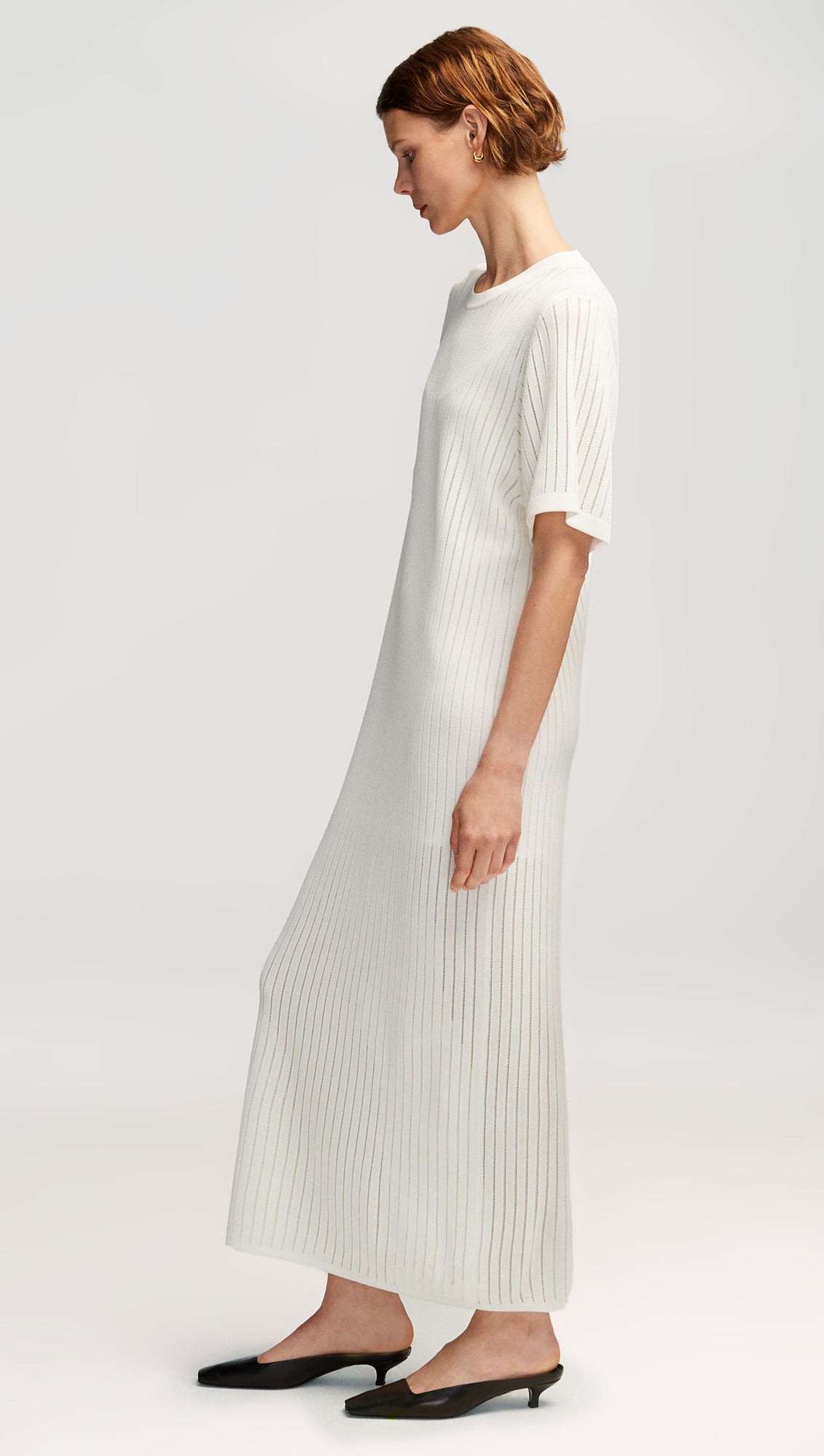 Knit Maxi Dress in Mercerized Cotton | White