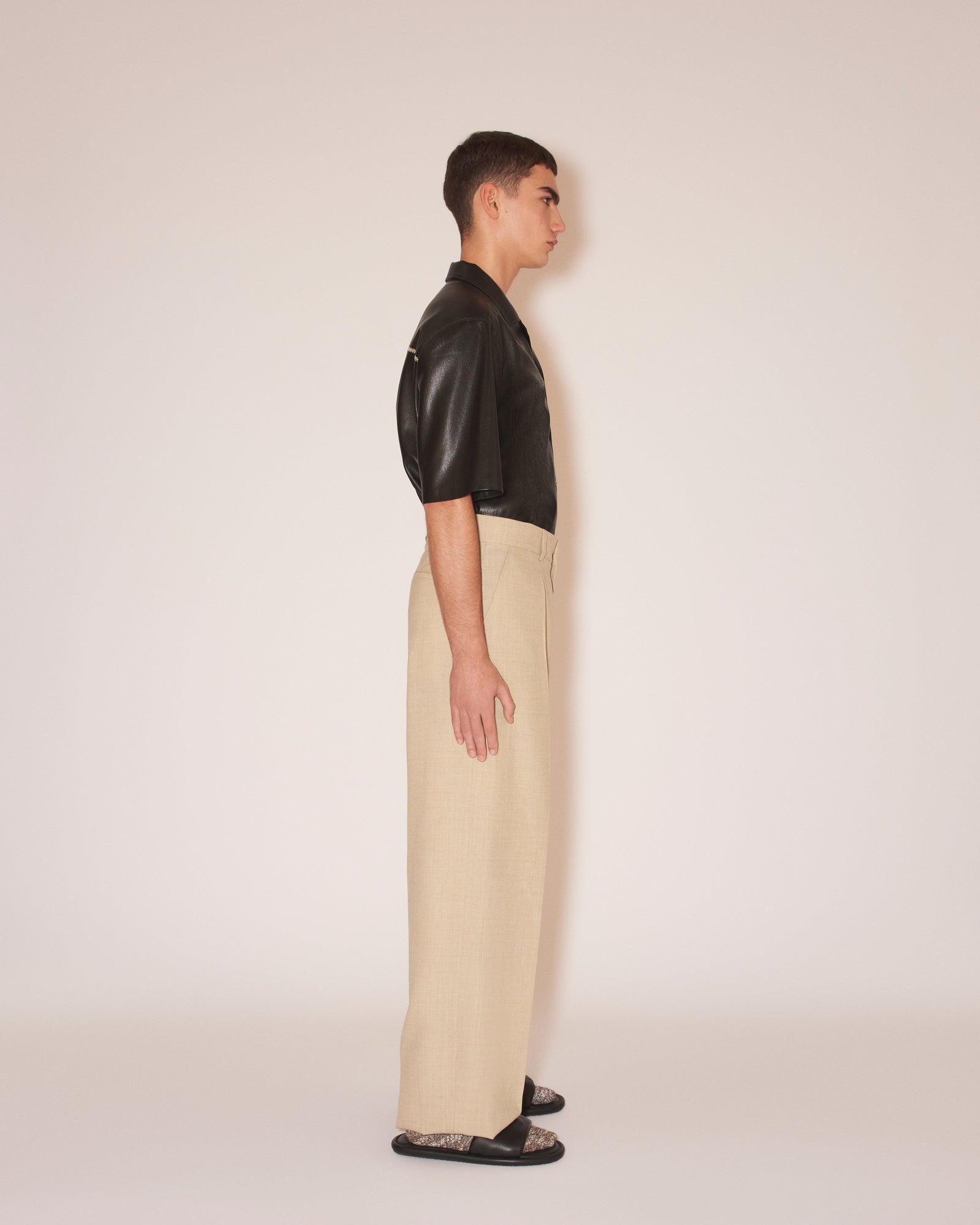 Cian Summer Suiting Straight-Leg Pants | Sand Melange