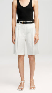 Pleated Shorts in Cotton Twill | Ivory